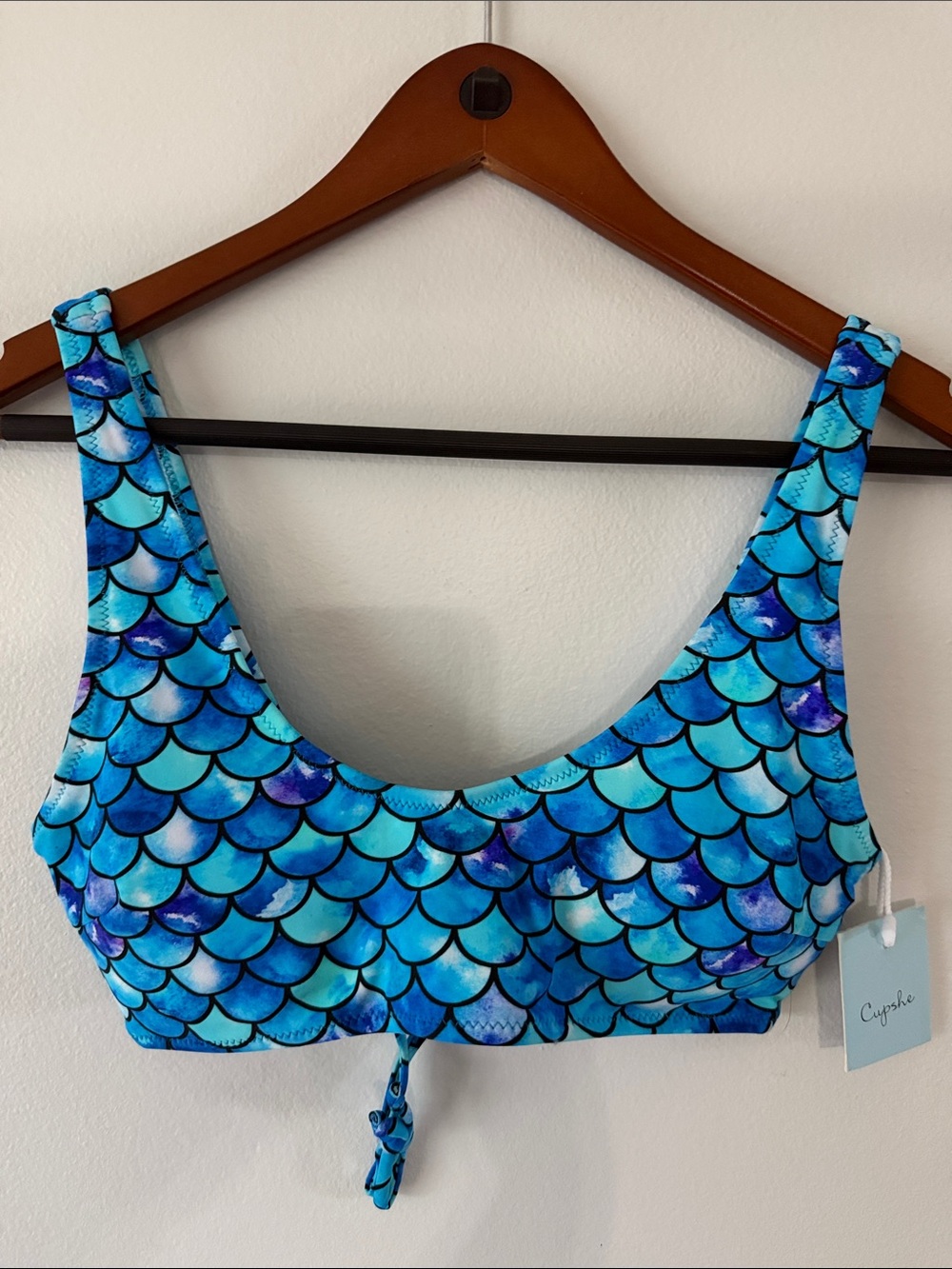 Cupshe Turquoise & Blue Mermaid Scale Bikini Top